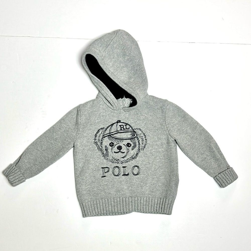 Ralph Lauren Polo Bear Baby Sweater
With Hood Gray Cotton Back Zipper 18 month - Picture 2 of 9